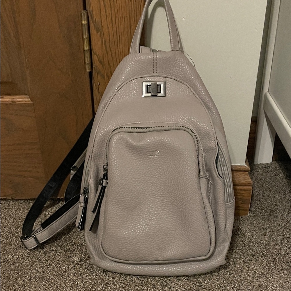 Taupe Leather Backpack